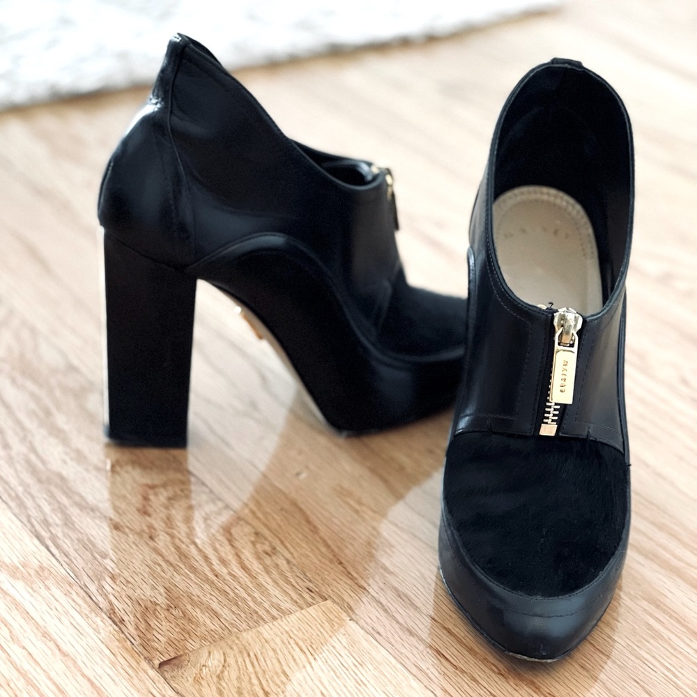MAIYET  Black Ryder Pony Hair Leather Ankle Boot